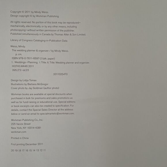 Wedding Planner & Organizer Hardcover Mindy‎ Weiss Ring Binder Illustrated New - Picture 4 of 11